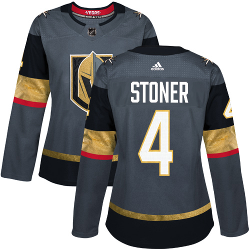 Adidas Vegas Golden Knights #4 Clayton Stoner Grey Home Authentic Women Stitched NHL Jersey